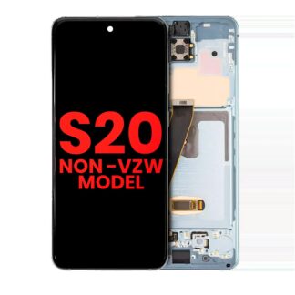 OLED Display mit Rahmen für Samsung Galaxy S20 5G (Non-Verizon 5G UW Rahmen) (Aftermarket Plus) (Cloud Blue)