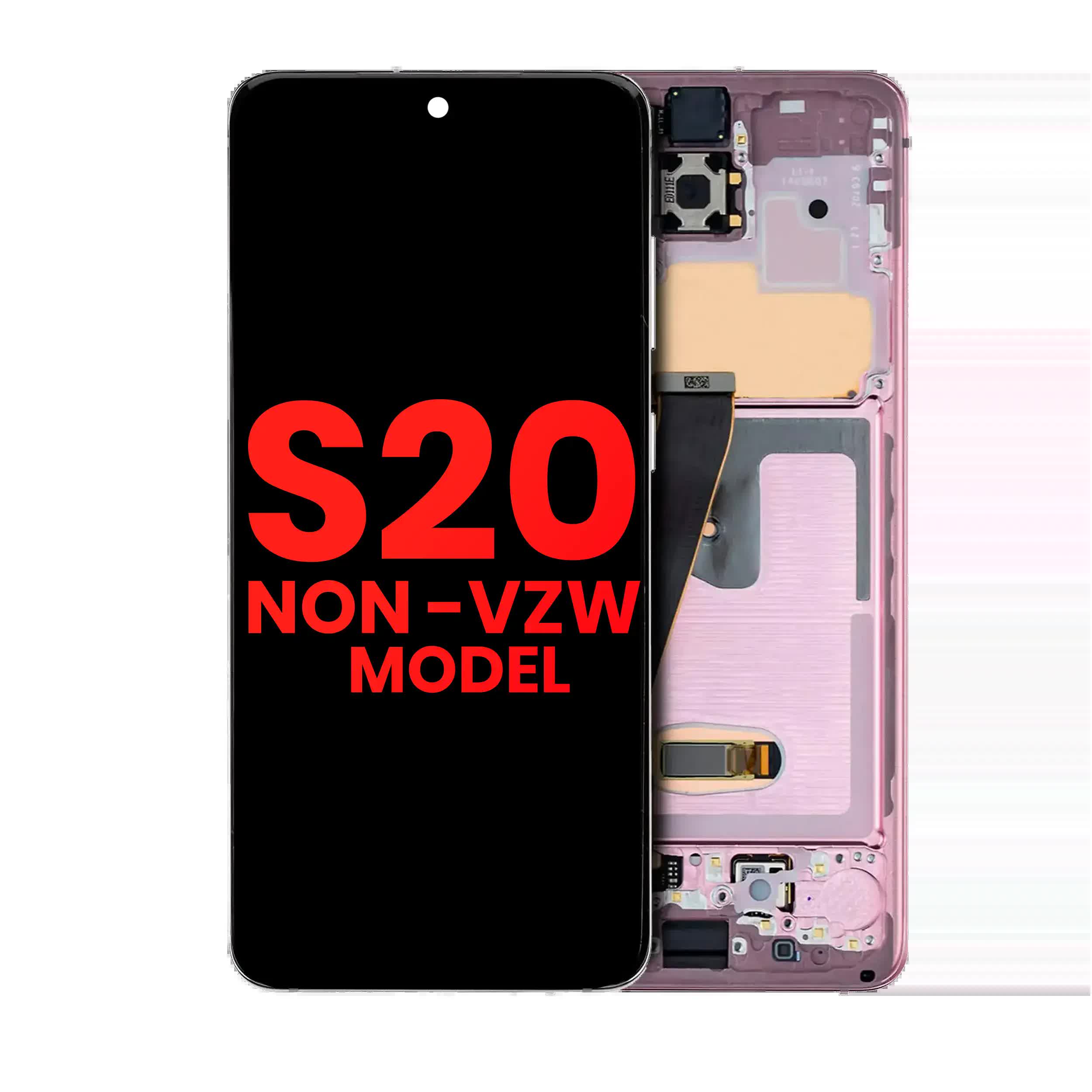 OLED Display mit Rahmen für Samsung Galaxy S20 5G (Non-Verizon 5G UW Rahmen) (Aftermarket Plus) (Cloud Pink (Rosa))