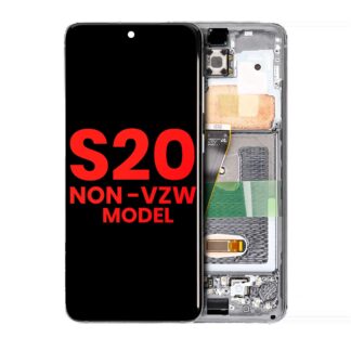 OLED Display mit Rahmen für Samsung Galaxy S20 5G (Non-Verizon 5G UW Rahmen) (Aftermarket Plus) (Cloud White)
