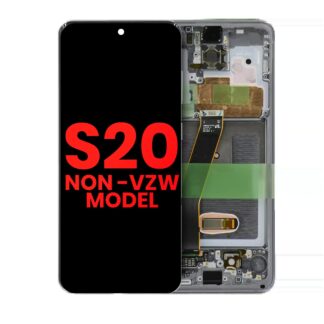 OLED Display mit Rahmen für Samsung Galaxy S20 5G (Non-Verizon 5G UW Rahmen) (Aftermarket Plus) (Cosmic Gray (Grau))