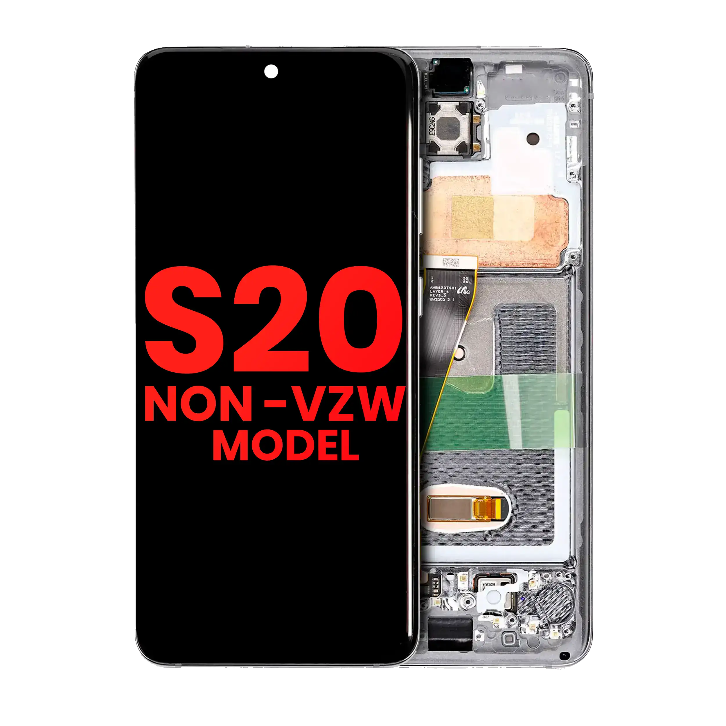 OLED Display mit Rahmen für Samsung Galaxy S20 5G (Verizon 5G UW Rahmen einzeln) (Aftermarket Plus) (Cloud White) – Bild 2
