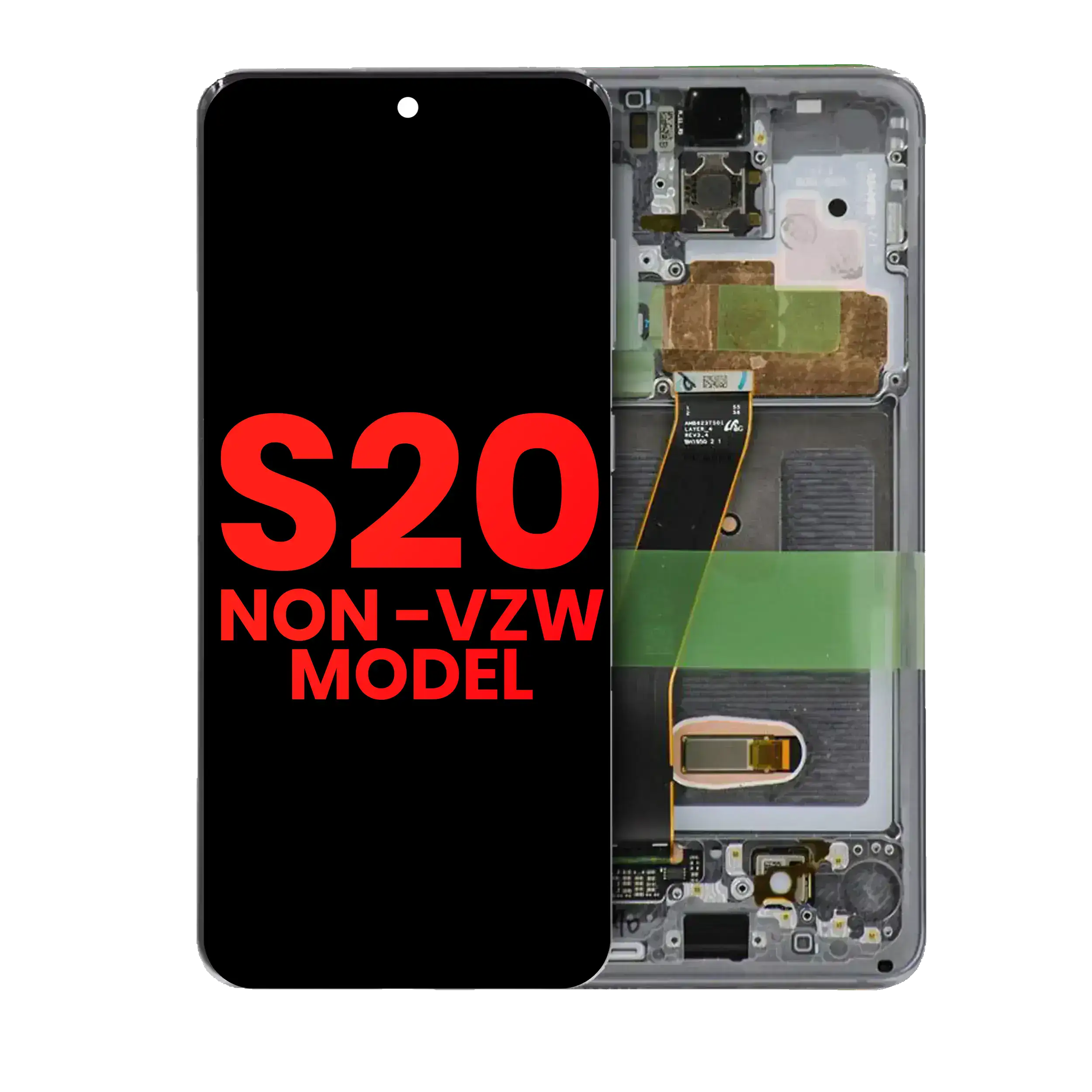 OLED Display mit Rahmen für Samsung Galaxy S20 5G (Verizon 5G UW Rahmen einzeln) (Aftermarket Plus) (Cloud White) – Bild 3