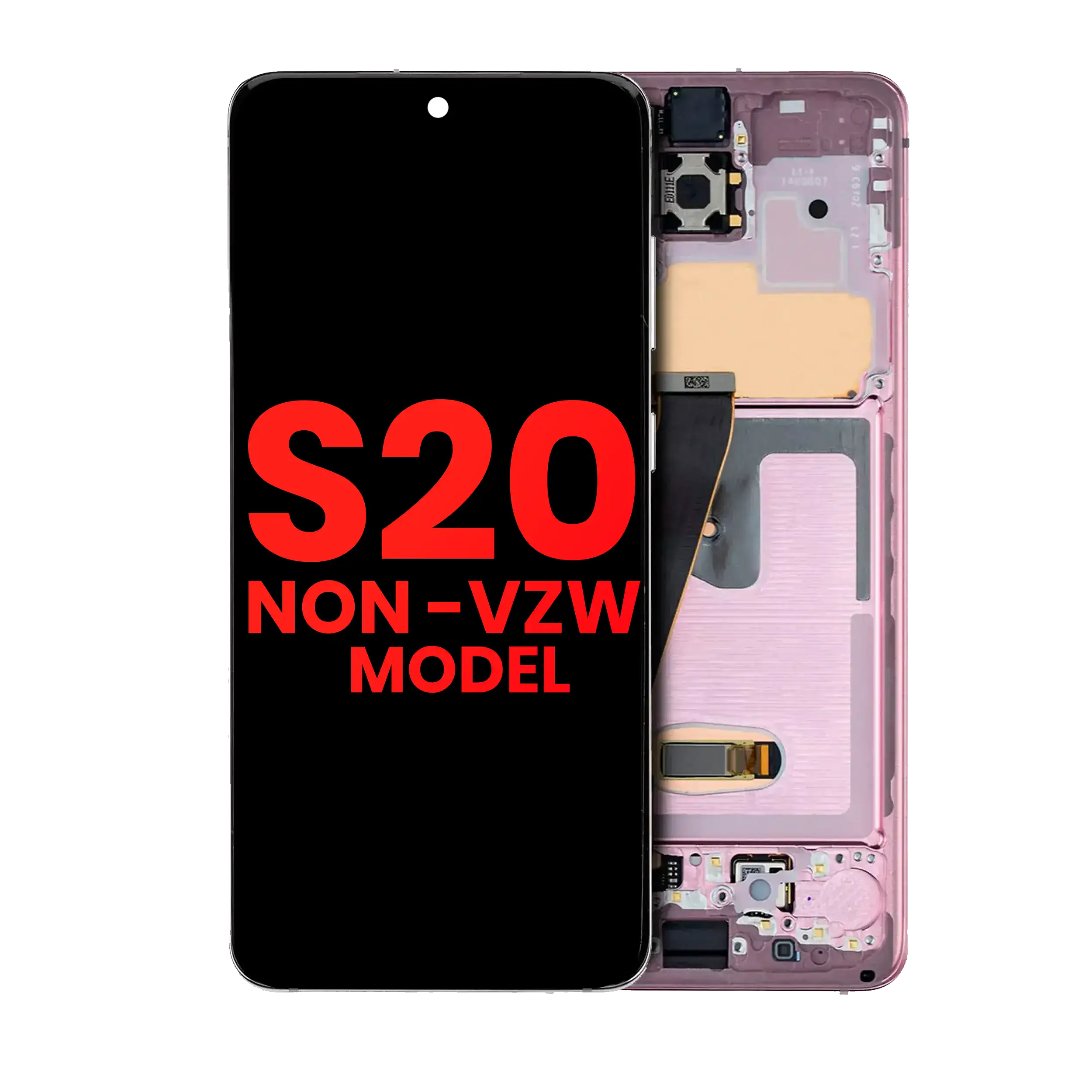 OLED Display mit Rahmen für Samsung Galaxy S20 5G (Verizon 5G UW Rahmen einzeln) (Aftermarket Plus) (Cloud White) – Bild 4