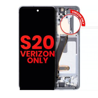 OLED Display mit Rahmen für Samsung Galaxy S20 5G (Verizon 5G UW Rahmen einzeln) (Aftermarket Plus) (Cloud White)