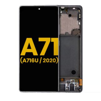 OLED Display mit Rahmen für Samsung Galaxy A71 5G (A716U / 2020) (professionell aufgearbeitet) (Prism Cube Black)