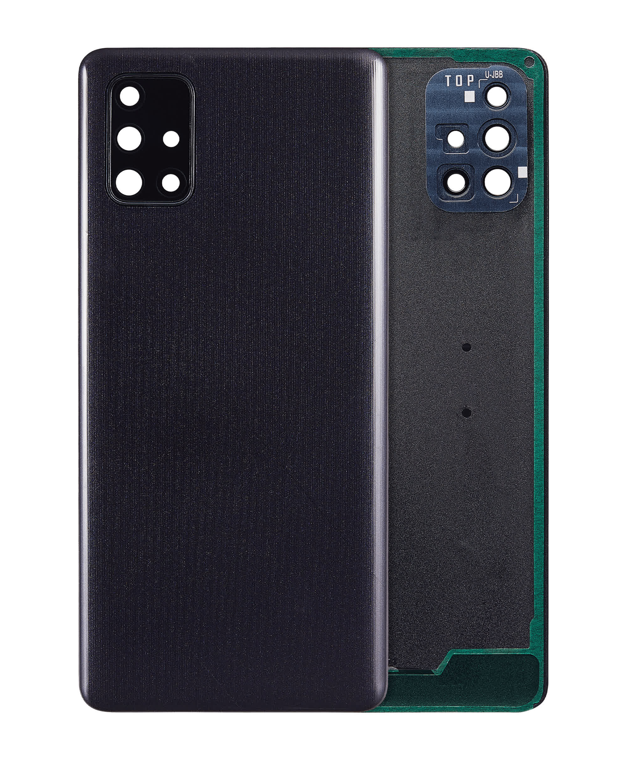 Rückdeckelglas mit Kameraglas für Samsung Galaxy A71 (A715 / 2020) (Aftermarket Plus) (Prism Crush Black)