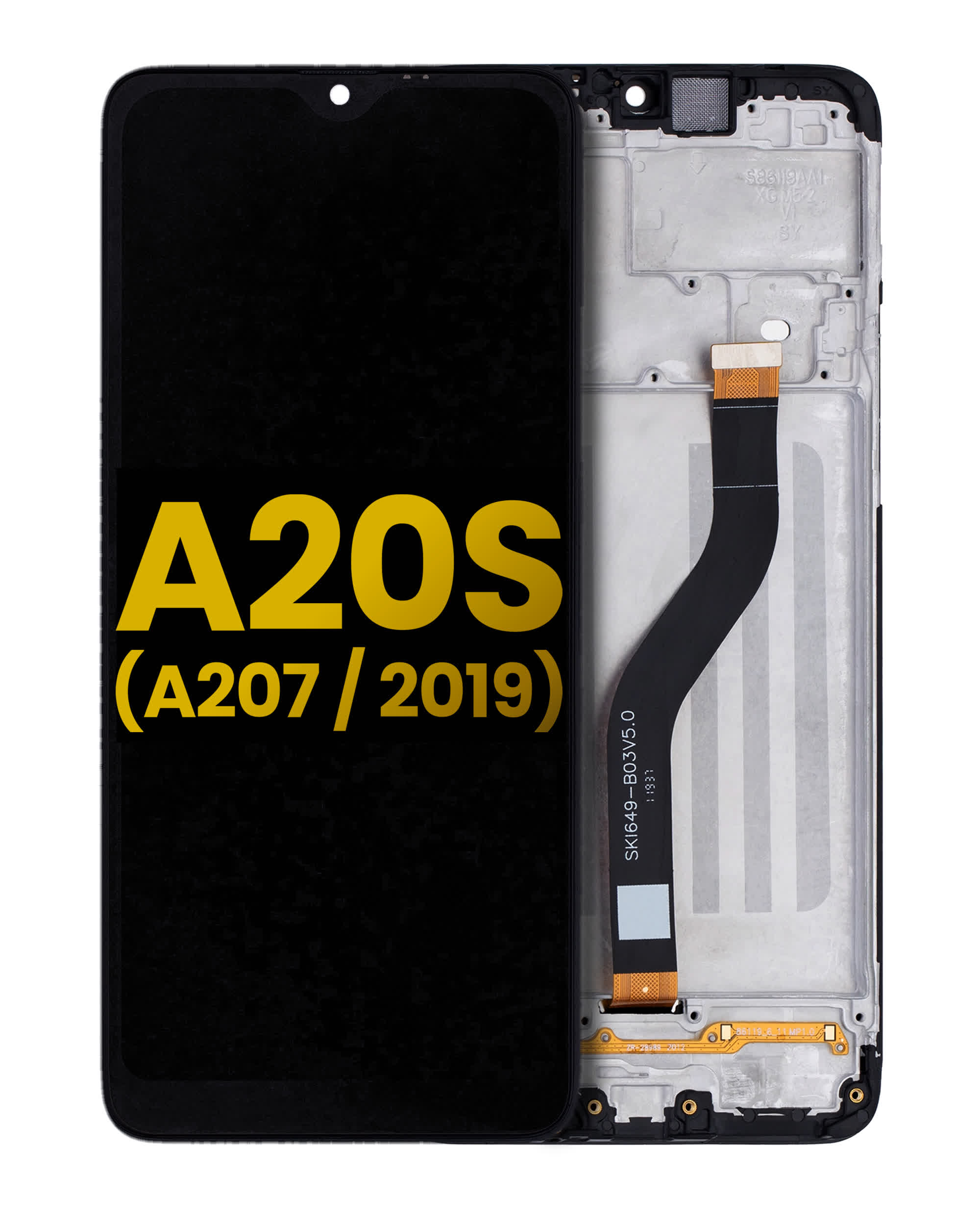 LCD Display mit Rahmen für Samsung Galaxy A20S (A207 / 2019) (professionell aufgearbeitet)