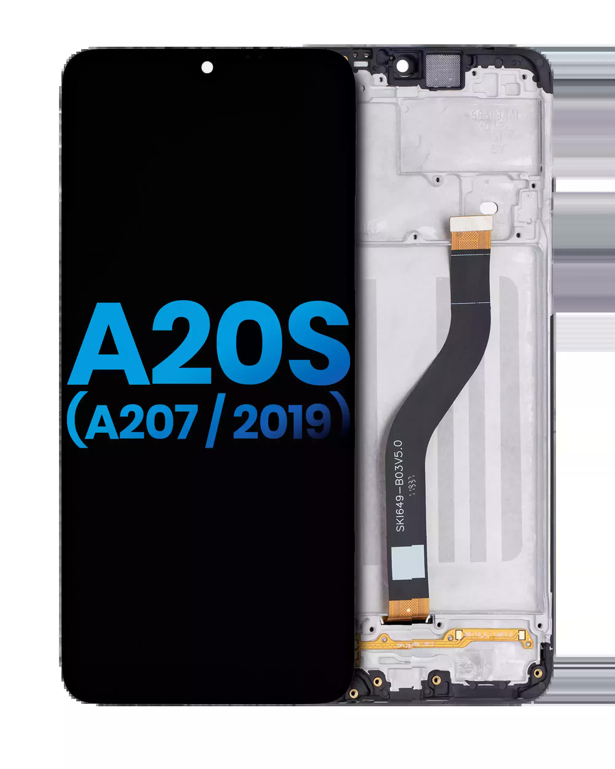 LCD Display mit Rahmen für Samsung Galaxy A20s (A207 / 2019) (Aftermarket: Incell)