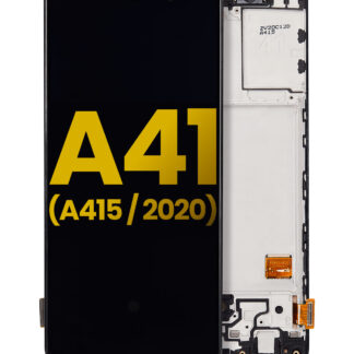 OLED Display mit Rahmen für Samsung Galaxy A41 (A415 / 2020) (professionell aufgearbeitet) (Prism Crush Black)