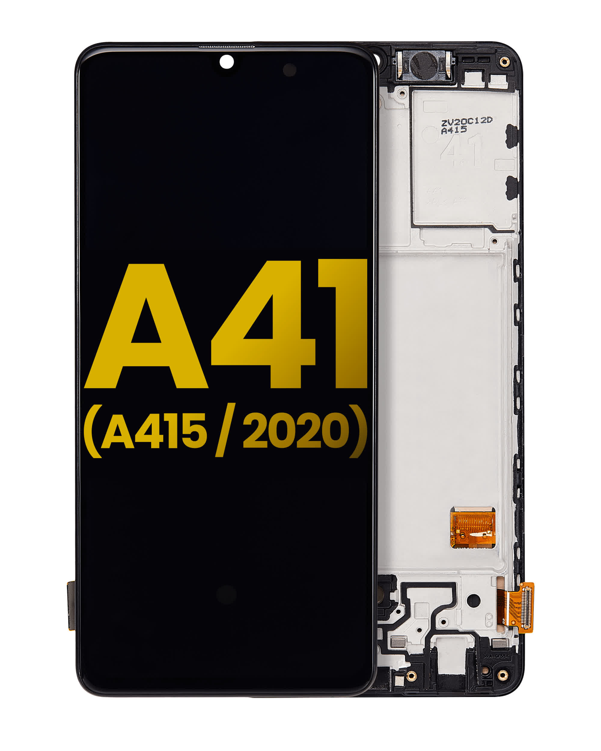 OLED Display mit Rahmen für Samsung Galaxy A41 (A415 / 2020) (professionell aufgearbeitet) (Prism Crush Black)