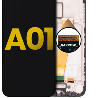 LCD Display mit Rahmen für Samsung Galaxy A01 (Micro USB Rahmen / Narrow Anschluss) (professionell aufgearbeitet)