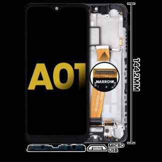 LCD Display mit Rahmen für Samsung Galaxy A01 (Global Model) (Micro USB Rahmen) (professionell aufgearbeitet)