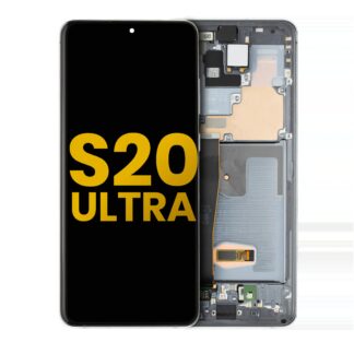 OLED Display mit Rahmen für Samsung Galaxy S20 Ultra 5G (professionell aufgearbeitet) (Cosmic Gray (Grau))