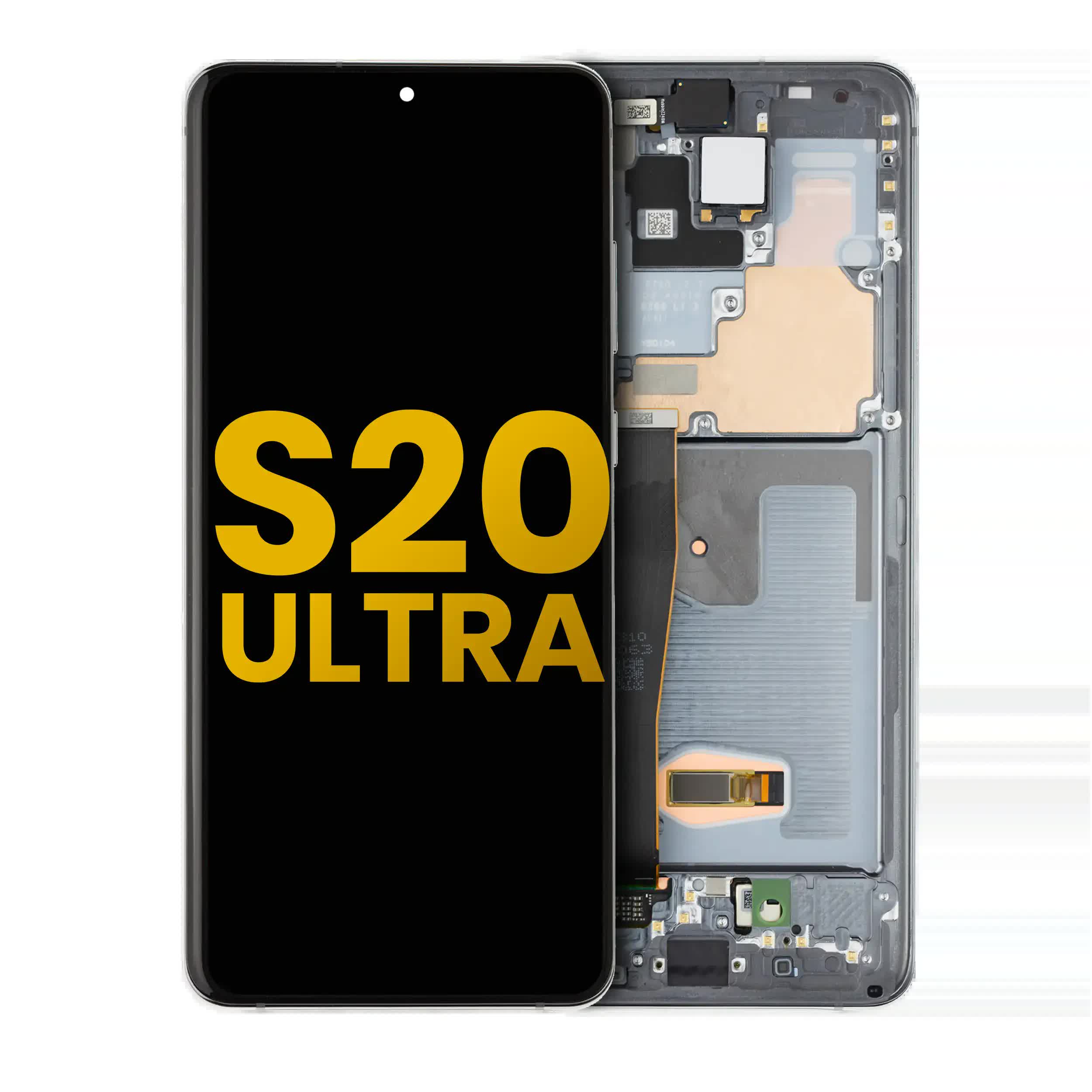 OLED Display mit Rahmen für Samsung Galaxy S20 Ultra 5G (professionell aufgearbeitet) (Cosmic Gray (Grau))