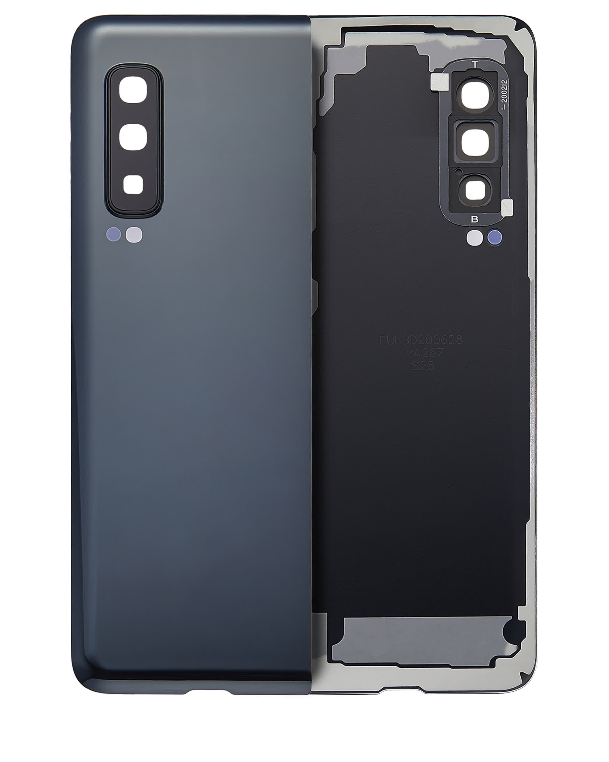 Rückdeckelglas mit Kameraglas für Samsung Galaxy Fold 4G (F900) (Premium) (Cosmos Black)