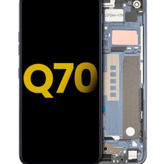 LCD Display mit Rahmen für LG Q70 (professionell aufgearbeitet) (Mirror Black)