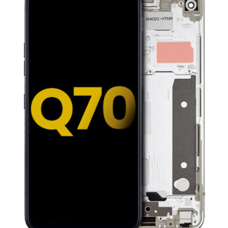 LCD Display mit Rahmen für LG Q70 (professionell aufgearbeitet) (Mirror Silver)