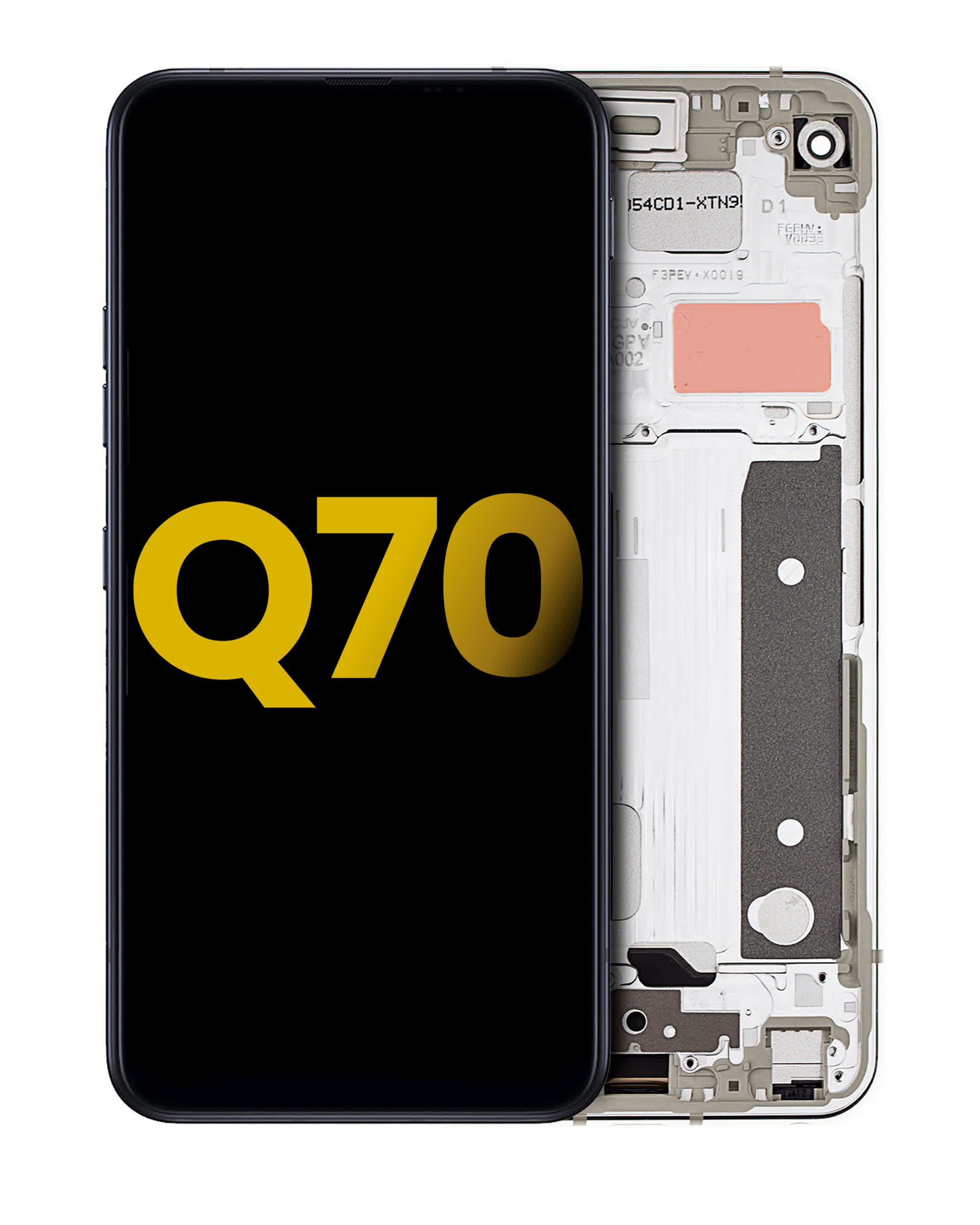 LCD Display mit Rahmen für LG Q70 (professionell aufgearbeitet) (Mirror Silver)