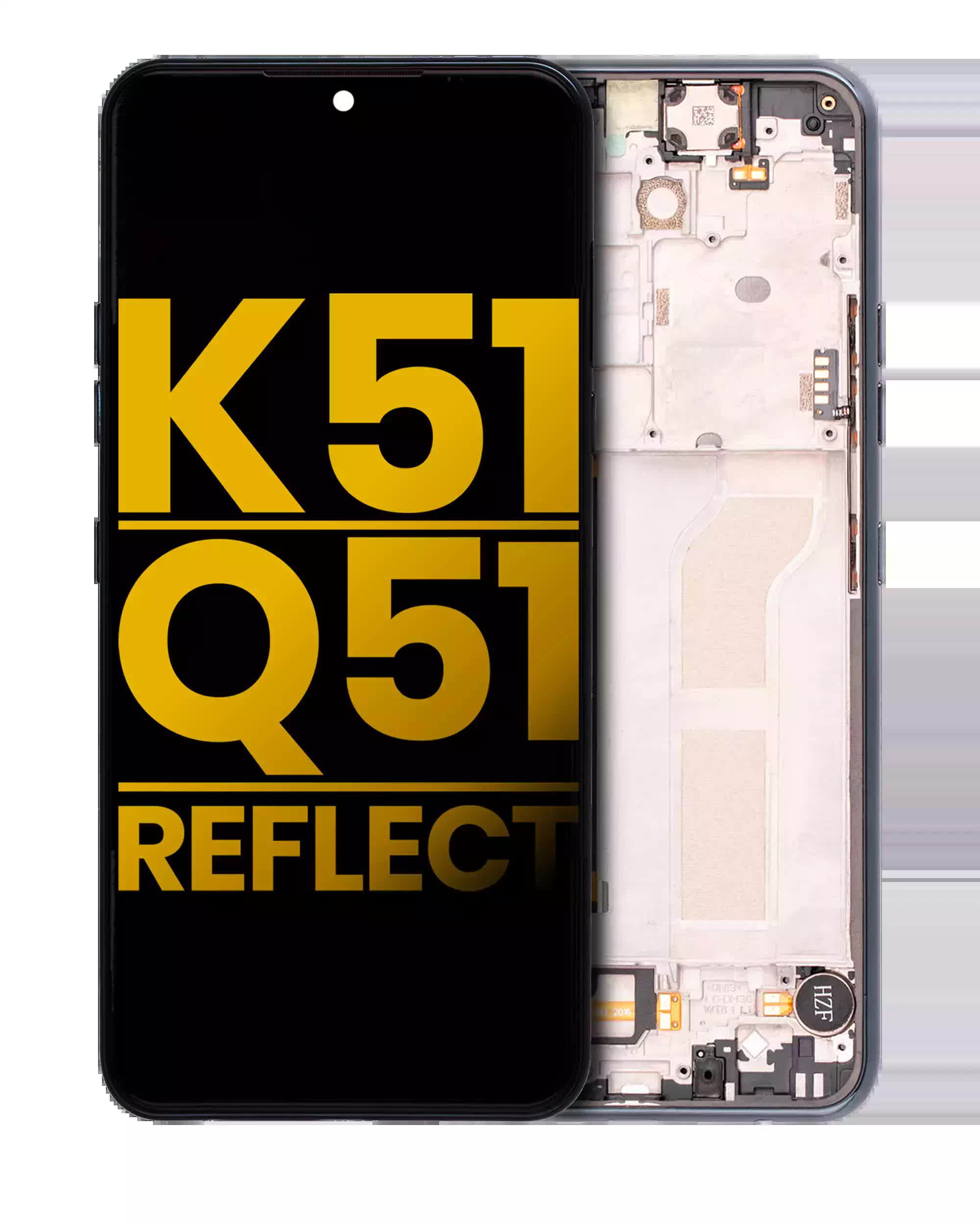LCD Display mit Rahmen für LG K51 / Q51 / Reflect (professionell aufgearbeitet) (Black (Schwarz))