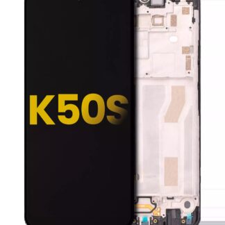 LCD Display mit Rahmen für LG K50s (professionell aufgearbeitet) (Black (Schwarz))