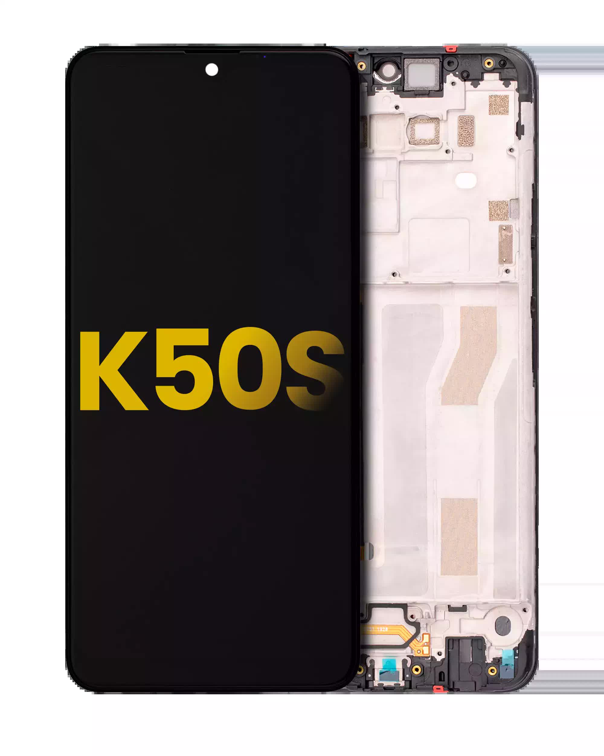 LCD Display mit Rahmen für LG K50s (professionell aufgearbeitet) (Black (Schwarz))