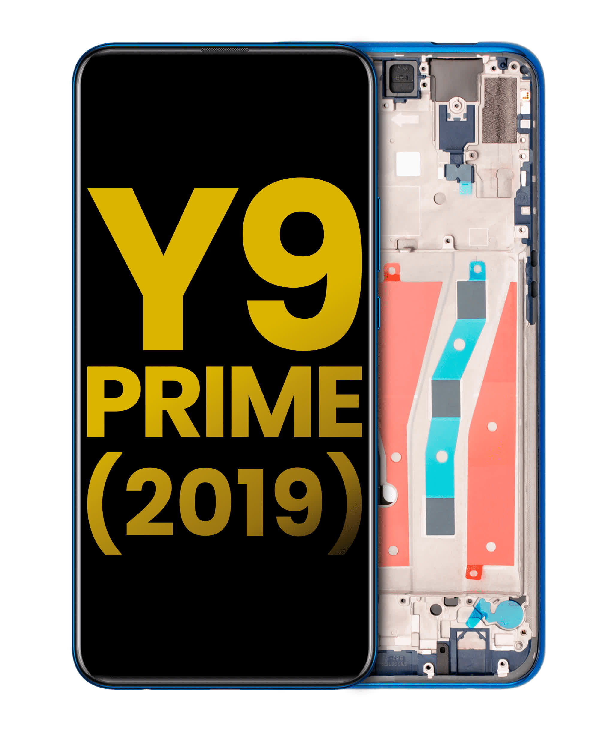 LCD Display mit Rahmen für Huawei Y9 Prime (2019) (professionell aufgearbeitet) (Sapphire Blue)