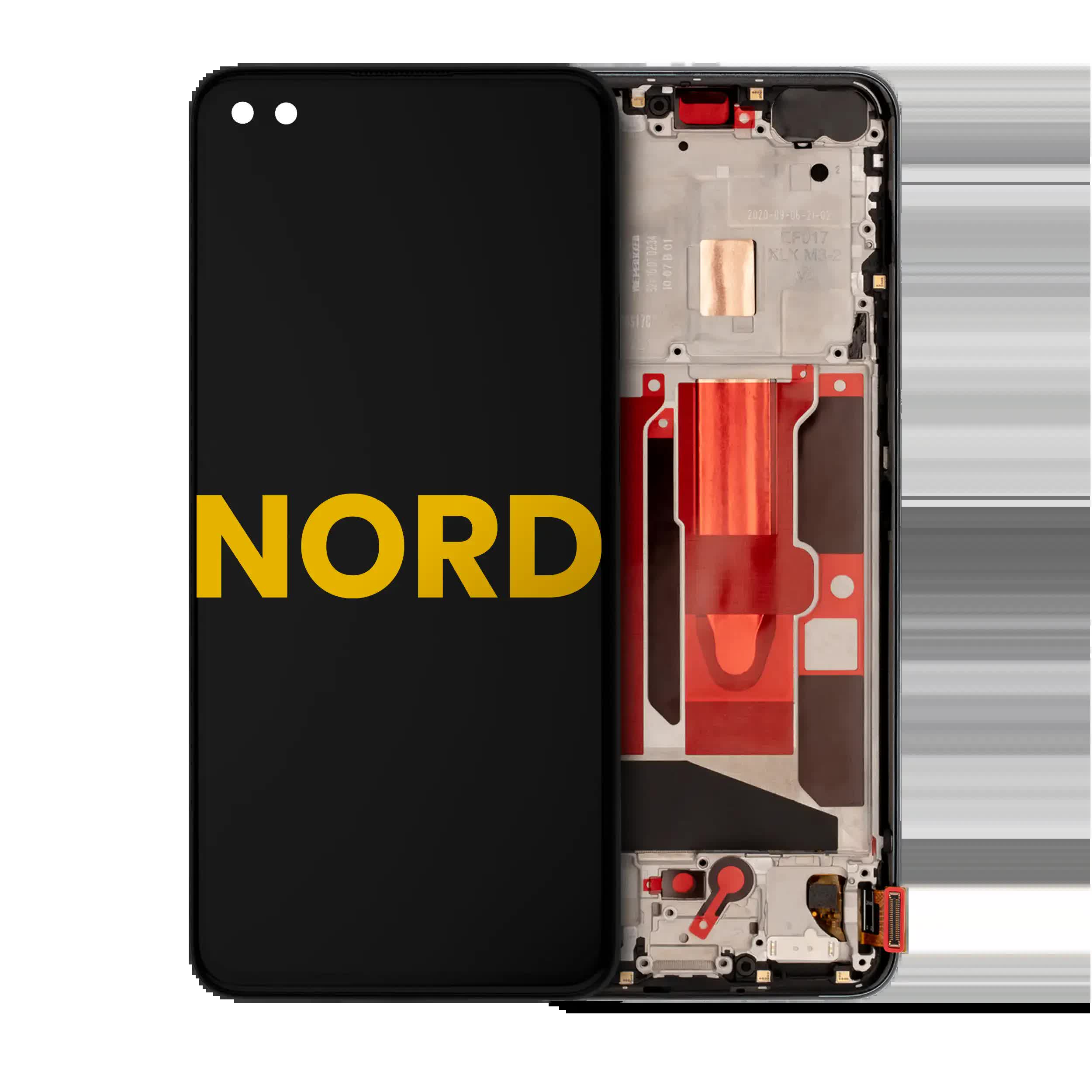 OLED Display mit Rahmen für OnePlus Nord (professionell aufgearbeitet) (Gray Onyx)