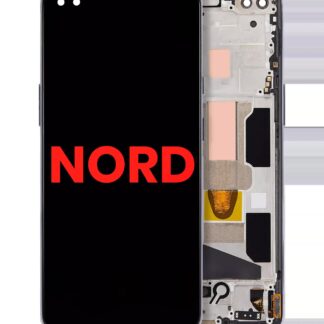 OLED Display mit Rahmen für OnePlus Nord (Aftermarket Plus) (Gray Onyx)