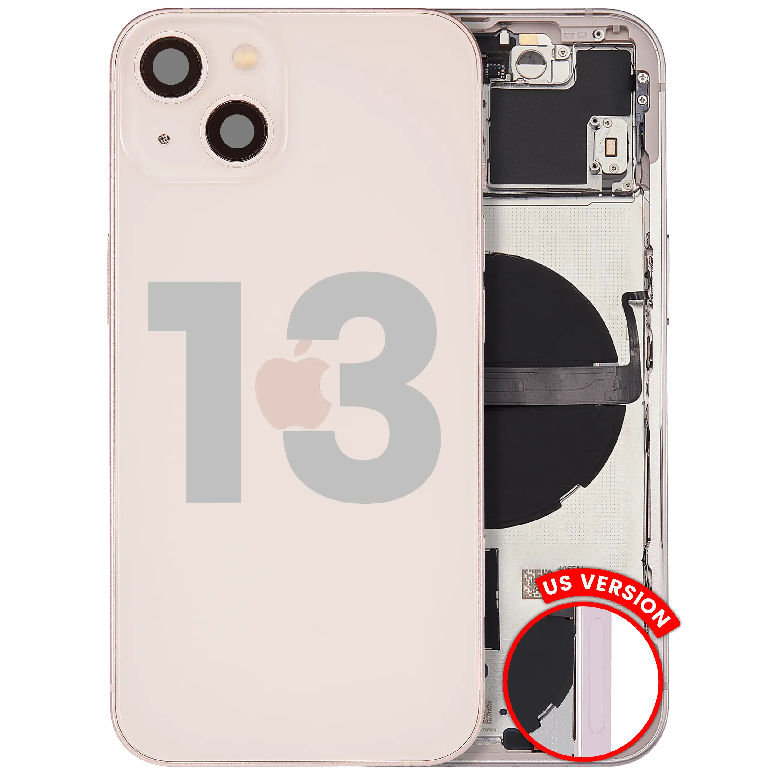 Rückgehäuse mit Kleinteilen für iPhone 13 (EU / globale Version) (ausgebautes Originalteil: Grade B) (Starlight) – Bild 5