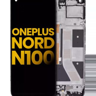 LCD Display mit Rahmen für OnePlus Nord N100 (professionell aufgearbeitet) (Black (Schwarz))