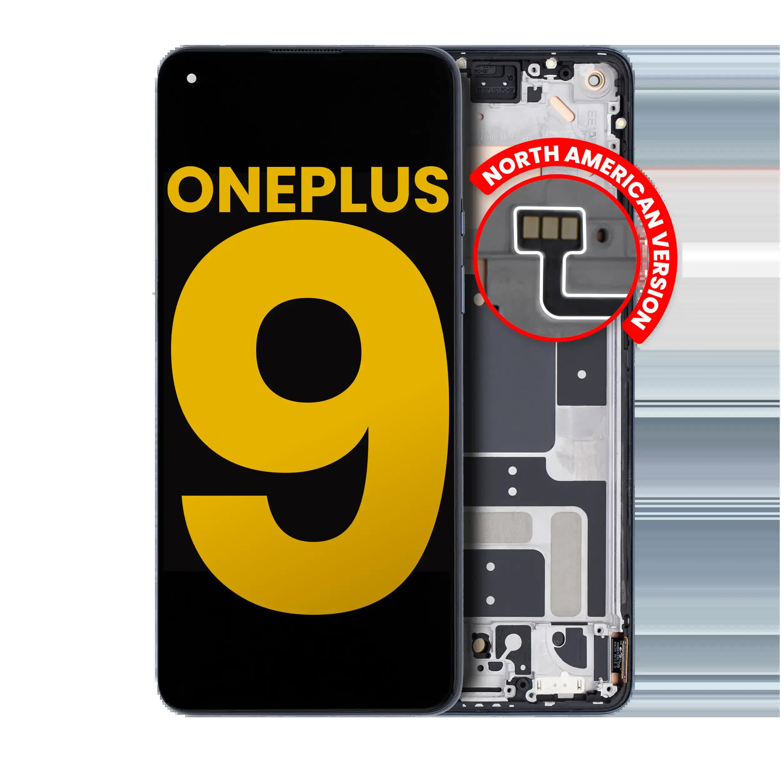 OLED Display mit Rahmen für OnePlus 9 (US-Version) (professionell aufgearbeitet) (Astral Black)