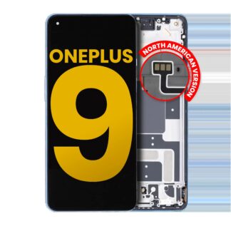 OLED Display mit Rahmen für OnePlus 9 (North America) (professionell aufgearbeitet) (Arctic Sky)