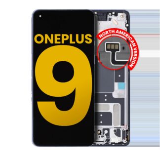 OLED Display mit Rahmen für OnePlus 9 (US-Version) (professionell aufgearbeitet) (Winter Mist)