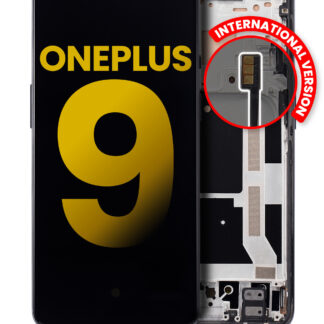 OLED Display mit Rahmen für OnePlus 9 (International Version) (professionell aufgearbeitet) (Astral Black)