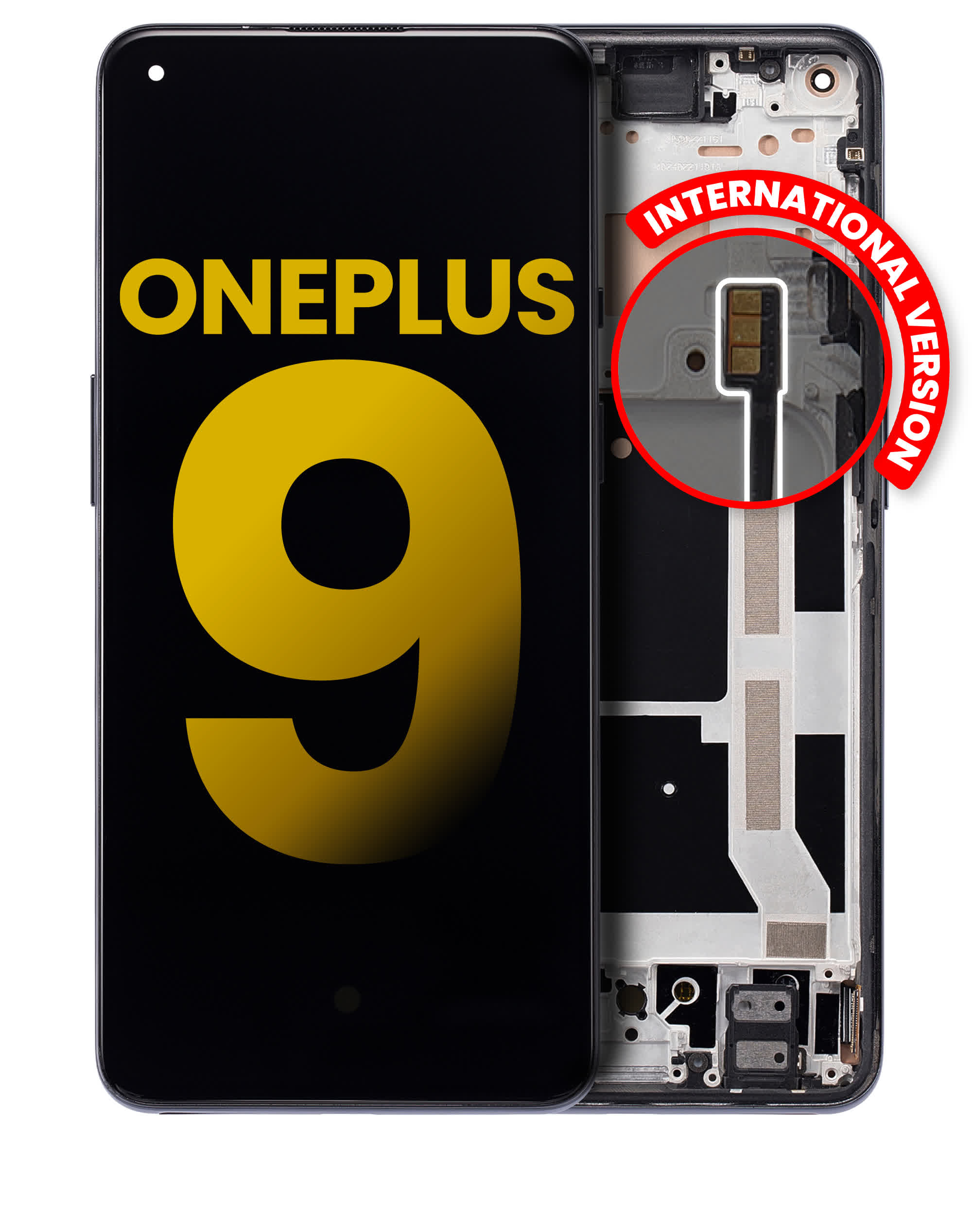OLED Display mit Rahmen für OnePlus 9 (International Version) (professionell aufgearbeitet) (Astral Black)