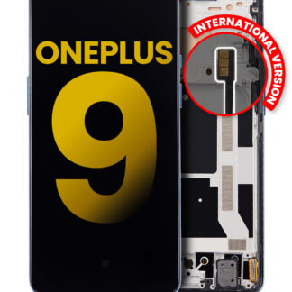 OLED Display mit Rahmen für OnePlus 9 (International Version) (professionell aufgearbeitet) (Arctic Sky)