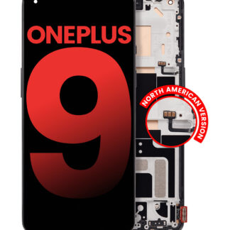 OLED Display mit Rahmen für OnePlus 9 (US-Version) (Aftermarket Plus) (Astral Black)