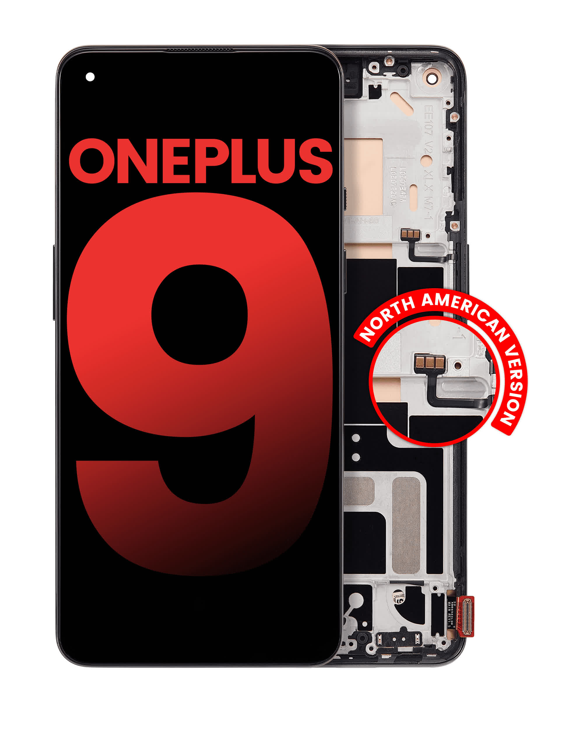 OLED Display mit Rahmen für OnePlus 9 (US-Version) (Aftermarket Plus) (Astral Black)