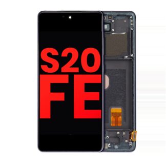 OLED Display mit Rahmen für Samsung Galaxy S20 FE 4G / 5G (Aftermarket Plus) (Cloud Navy)