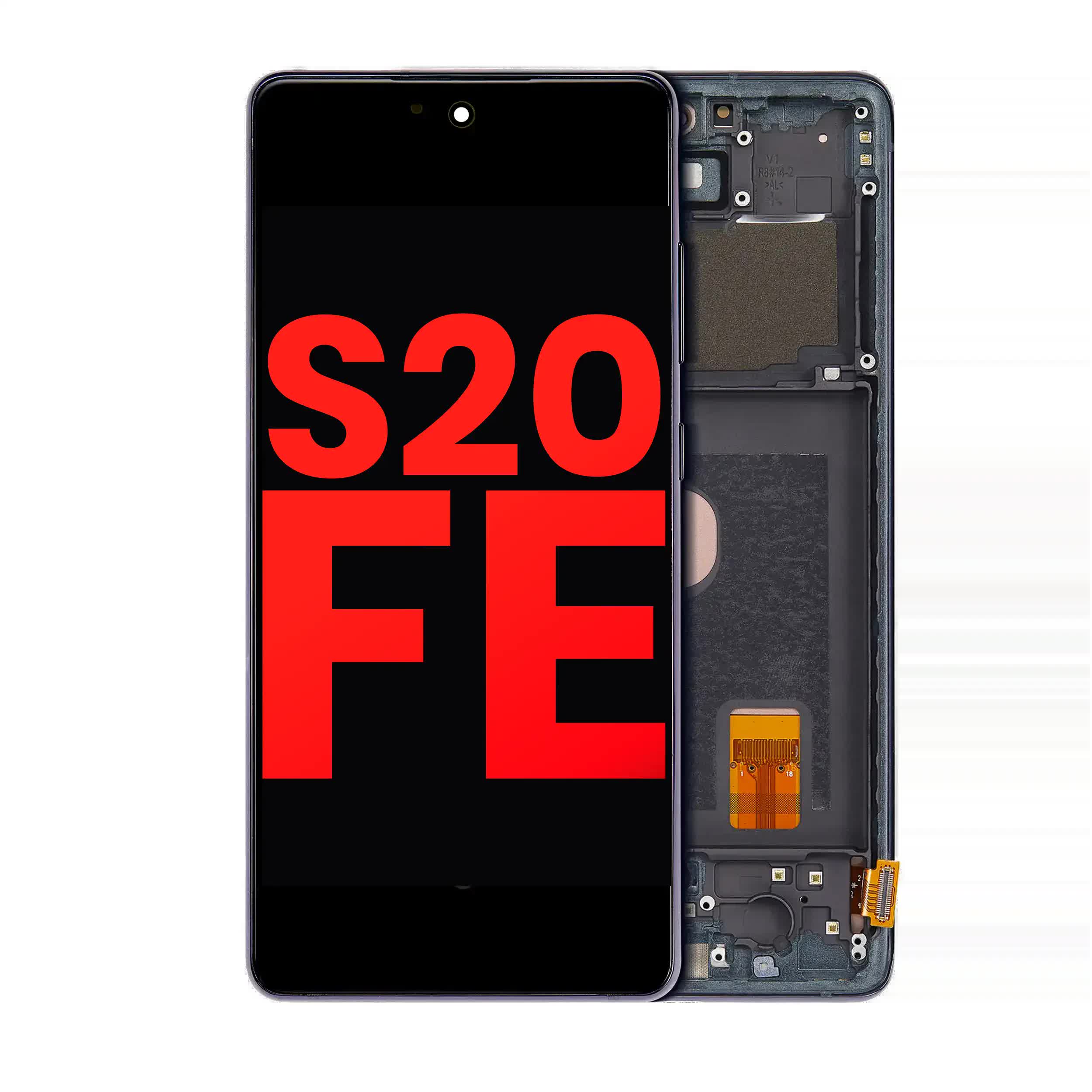 OLED Display mit Rahmen für Samsung Galaxy S20 FE 4G / 5G (Aftermarket Plus) (Cloud Navy)