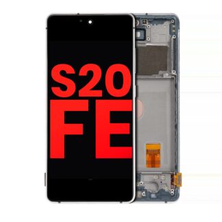 OLED Display mit Rahmen für Samsung Galaxy S20 FE 4G / 5G (Aftermarket Plus) (Cloud White)