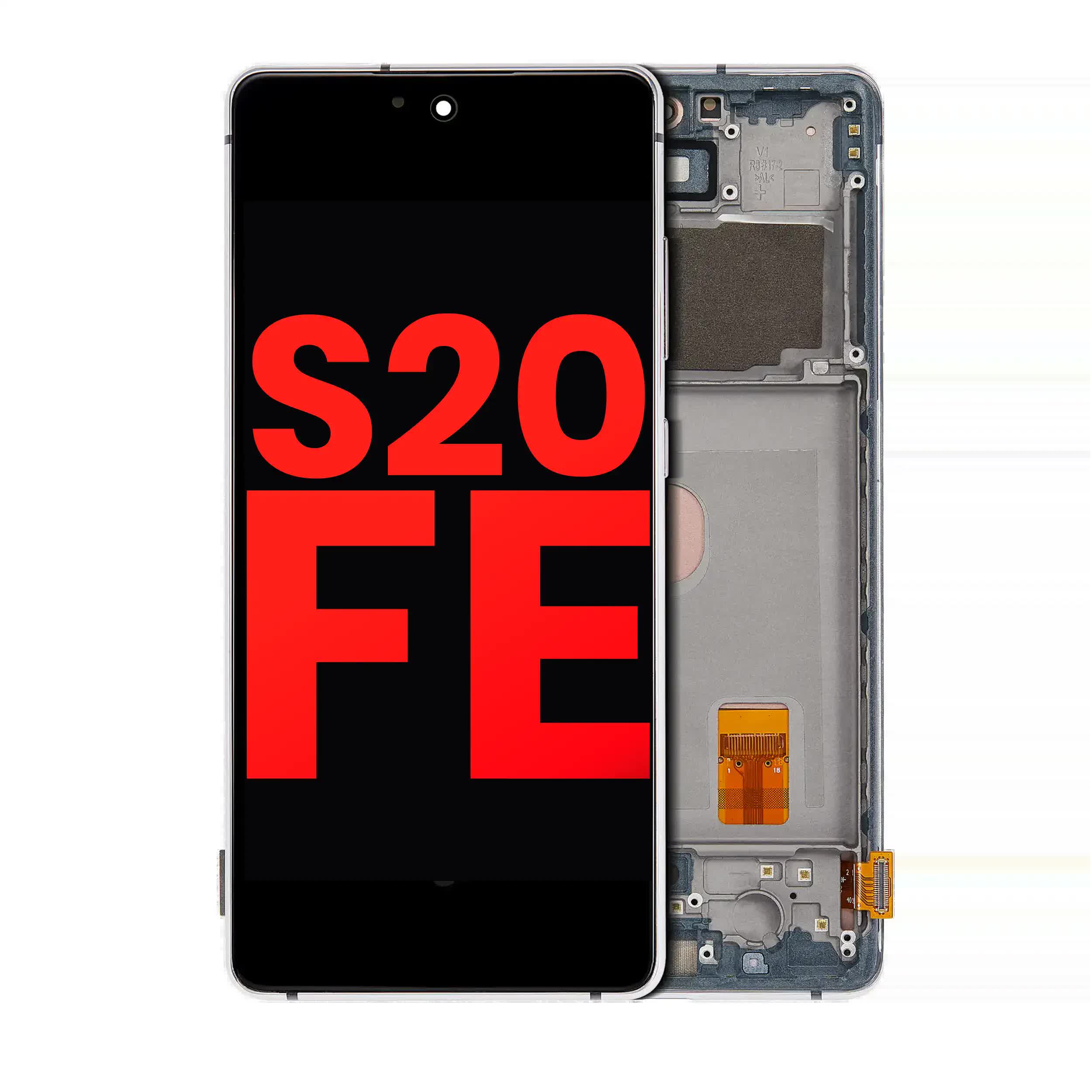 OLED Display mit Rahmen für Samsung Galaxy S20 FE 4G / 5G (Aftermarket Plus) (Cloud White)