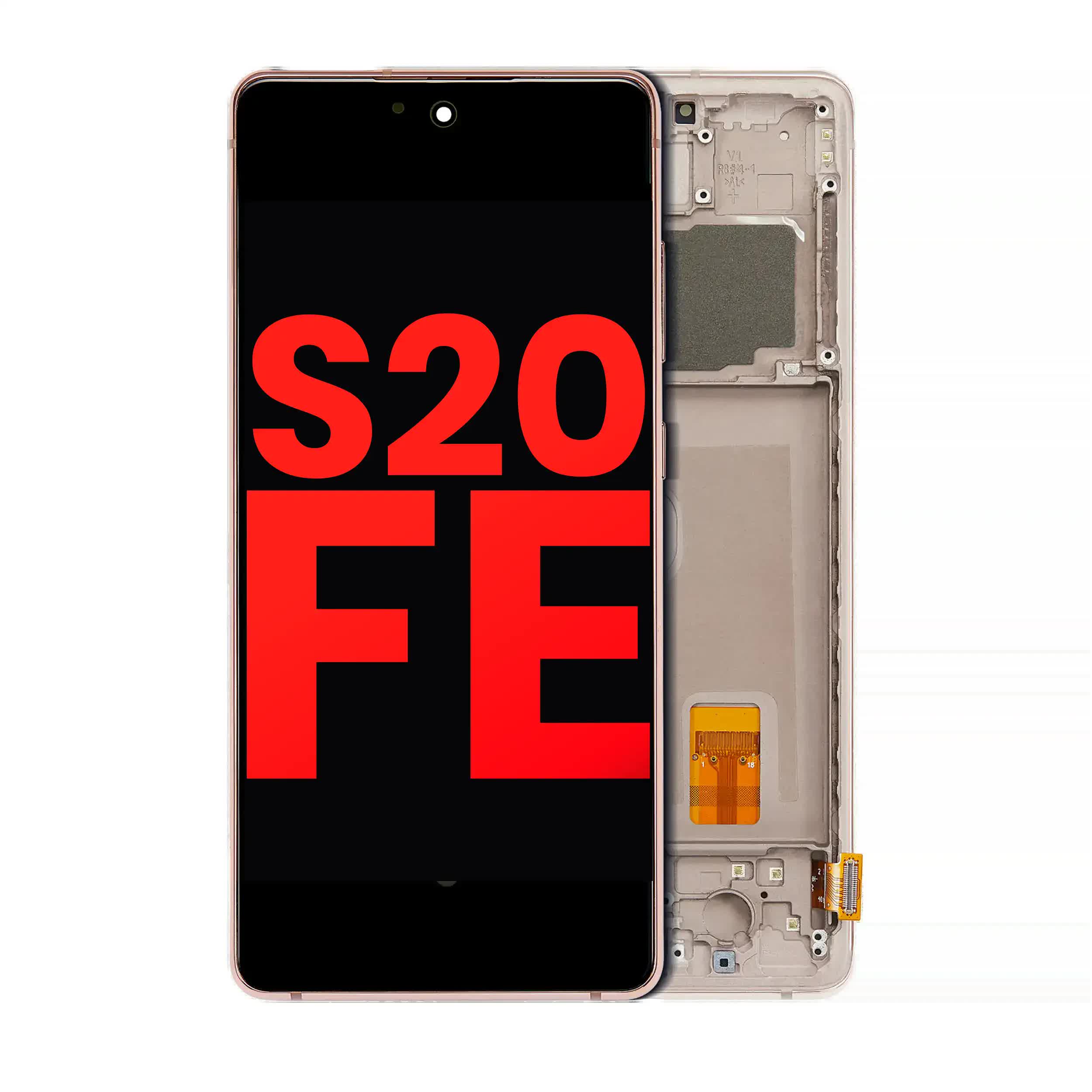 OLED Display mit Rahmen für Samsung Galaxy S20 FE 4G / 5G (Aftermarket Plus) (Cloud Orange)