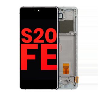 OLED Display mit Rahmen für Samsung Galaxy S20 FE 4G / 5G (Aftermarket Plus) (Cloud Mint)