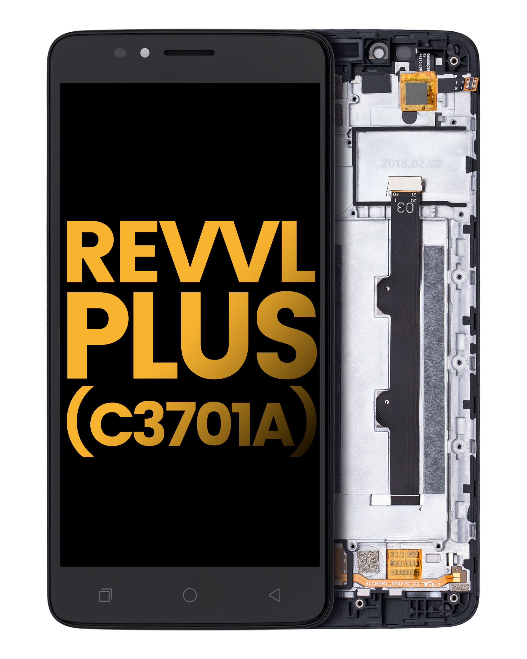 LCD Display mit Rahmen für T-Mobile Revvl Plus (C3701A) (professionell aufgearbeitet) (Black (Schwarz))