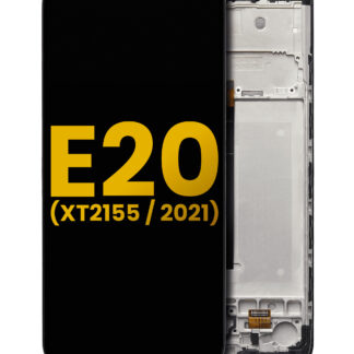 LCD Display mit Rahmen für Motorola Moto E20 (XT2155 / 2021) (professionell aufgearbeitet) (Black (Schwarz))