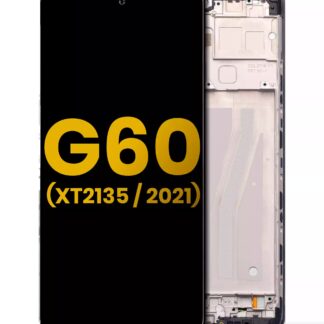LCD Display mit Rahmen für Motorola Moto G60 (XT2135 / 2021) (professionell aufgearbeitet) (Black (Schwarz))