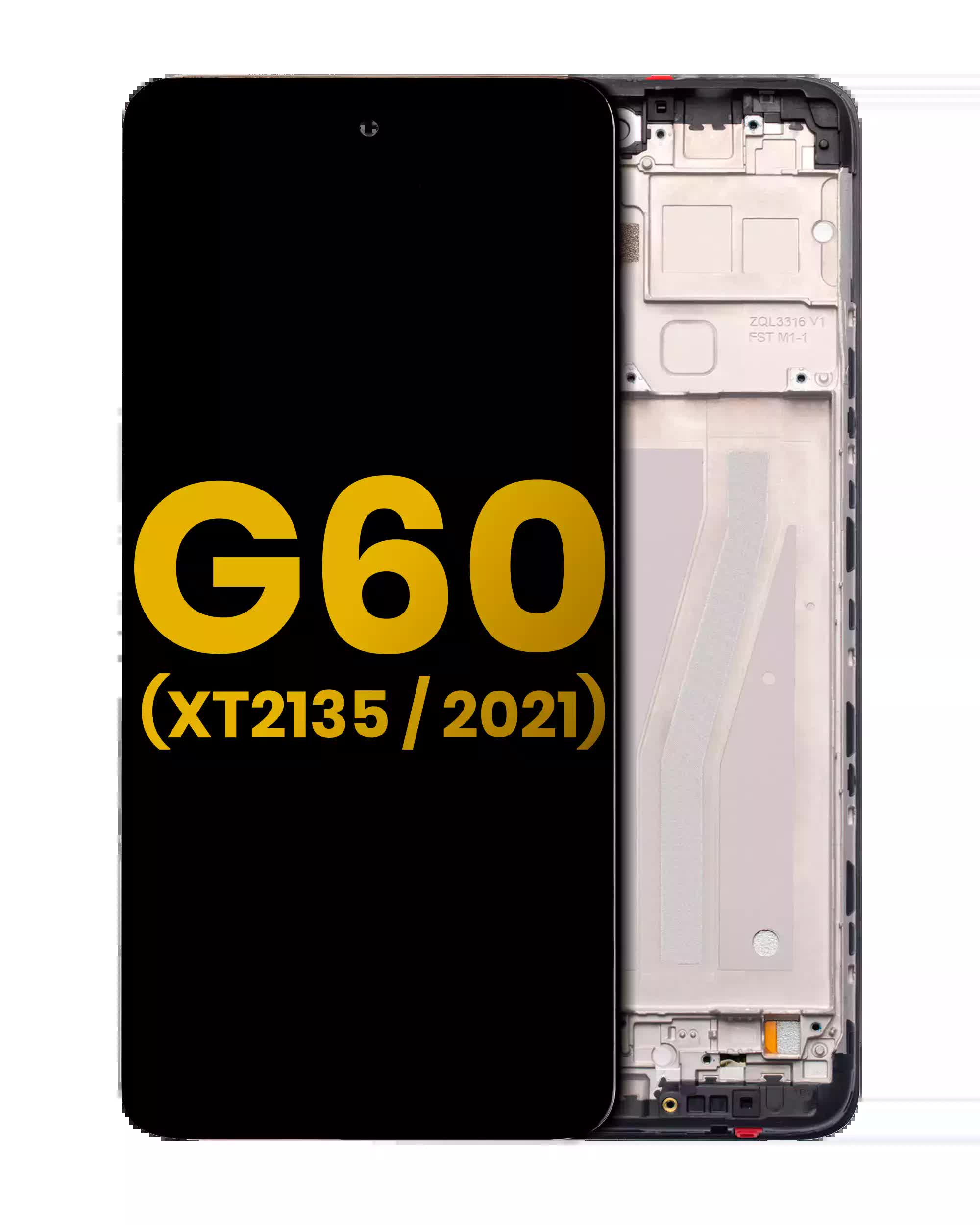 LCD Display mit Rahmen für Motorola Moto G60 (XT2135 / 2021) (professionell aufgearbeitet) (Black (Schwarz))