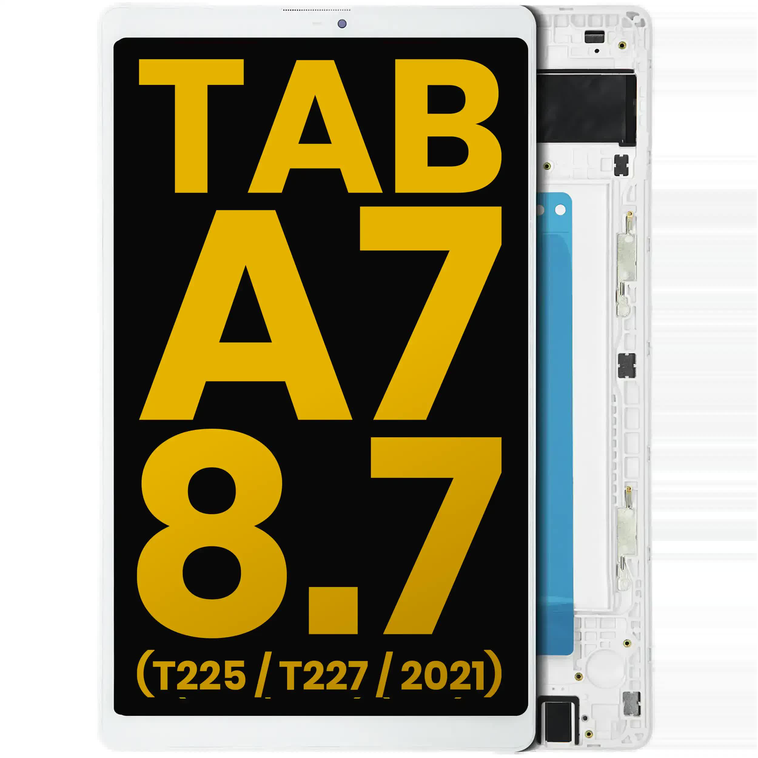 LCD Display mit Rahmen für Samsung Galaxy Tab A7 Lite 8.7" (2021) (T225 / T227) (Cellular Version) (professionell aufgearbeitet) (White (Weiß))