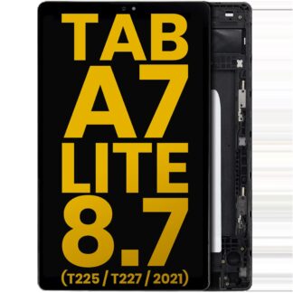 LCD Display mit Rahmen für Samsung Galaxy Tab A7 Lite 8.7" (2021) (T225 / T227) (Cellular Version) (professionell aufgearbeitet) (Black (Schwarz))